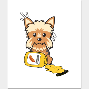 Naughty Yorkshire Terrier Spilled Mustard Posters and Art